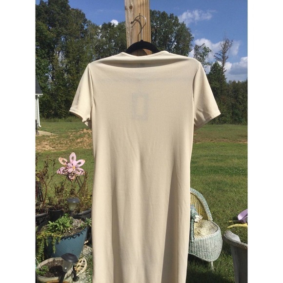 Pretty little thing ribbed crew neck midi stretch dress size 10 NEW cream beige - Picture 7 of 11